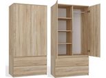Armadio Moderno SS-90 Con Ante E Cassetti Agganciabili | Rovere Sonoma | 90X180X50 Cm