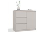 Moderna Cassettiera 1D3S Con 1 Anta E 3 Cassetti – Elegante Mobile | Colore: Cashmere | Dimensioni: 80X75X40 Cm