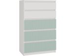 Grande Cassettiera Con 5 Cassetti Malwa M5 Arteso – Bianco Con Motivi Verticali Color Menta | Colore: Bianco/Menta