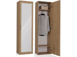 Armadio "Duo"" Con Specchio E 2 Ripiani - Spazioso Armadio Da Ingresso | Colore: Rovere Artigianale | 50X35X180 Cm"