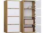 Moderna Cassettiera Alma Con 4 Ante – Rovere Tradizionale E Bianco | Colore: Rovere/Bianco | Dimensioni: 50X119X40