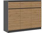 Moderna Cassettiera 3D3S Con 3 Ante E 3 Cassetti – Antracite E Rovere Artigianale | Colore: Antracite
