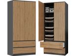 Armadio Moderno SS-90 Con Cassetti Agganciabili – Antracite / Rovere Artigiano | 180X90X50 Cm
