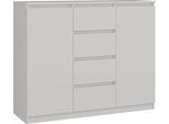 Moderna Cassettiera Grande Con 2 Ante E 4 Cassetti - Mobile Contenitore | Colore: Bianco | Dimensioni: 120X97X40 Cm
