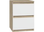 Moderno Comodino Malwa M2 Con 2 Cassetti – Mobile Contenitore Compatto | Colore: Sonoma/Bianco | Dimensioni: 30X30X40