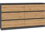 Comò Moderno Malwa M6 138X40X75 Cm – Antracite / Rovere Artisan | Colore: Antracite / Artisan