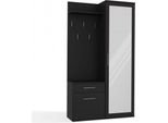 Moderno Set Guardaroba "Duo"" Con Specchio E Spazio Contenitivo | Colore: Nero Opaco"