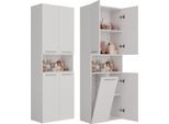 Mobile Da Bagno E Libreria Nel Dk 1K Con Cestello E 1 Anta | Bianco Opaco | 60X30X174 Cm