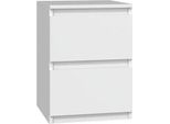 Moderno Comodino Malwa M2 Con 2 Cassetti – Design Senza Maniglie | Colore: Bianco | 30X30X40 Cm
