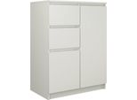 Moderna Cassettiera 2D2S Con 2 Ante E 2 Cassetti - Senza Maniglie, Bianco Opaco | Colore: Bianco Opaco
