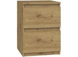 Moderno Comodino Malwa M2 Con 2 Cassetti – Artisan Oak | Colore: Rovere Artigianale | Dimensioni: 30X30X40 Cm