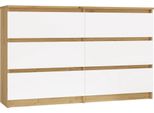 Moderna Cassettiera Malwa M6 A 6 Cassetti – Design Senza Maniglie | Colore: Rovere/Bianco | Dimensioni: 120X75X30 Cm