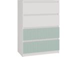 Grande Cassettiera Malwa M4 Arteso Con 4 Cassetti - Bianco/Menta | Colore: Bianco/Menta | Dimensioni: 70X97X40 Cm