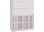 Comò Malwa M4 Arteso Con 4 Cassetti – Design Semplice, Bianco/Rosa | Colore: Bianco/Rosa | Dimensioni: 70X40X97 Cm