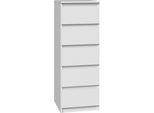 Moderna Cassettiera Malwa W5 Con 5 Cassetti E Serratura – Mobile Di Alta Qualità | Colore: Bianco | 45X40X111 Cm
