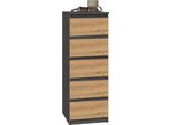 Moderna Cassettiera Malwa W5 Con 5 Cassetti - Mobili Contenitori | Colore: Antracite / Rovere Artigianale