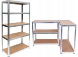 Scaffale Con 5 Ripiani – Robusto Acciaio Zincato E Mdf | 150X70X30 Cm | Metallo Con Ripiani In Legno