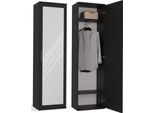 Armadio Duo Con Specchio - Nero Opaco | 50X35X180 Cm