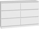 Comò Moderno Malwa M6 6 Cassetti – Design Slanciato | Colore: Bianco Opaco | Dimensioni: 120X75X30 Cm