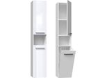 Armadio Da Bagno/Libreria Nel Iii – Bianco Opaco E Lucido, Con Cestello | Colore: Bianco Opaco / Bianco Lucido