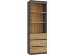 Armadio A Muro RS-60 Con 3 Ripiani E 3 Cassetti – Moderno E Funzionale | Colore: Antracite / Rovere Artigianale