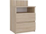 Moderno Comodino Malwa M1 Con 2 Cassetti – Compatto Ed Elegante | Colore: Rovere Sonoma | Dimensioni: 40X32X59