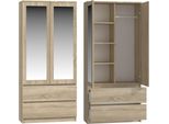 SS-90 Armadio Con 2 Specchi, Ante TIP-ON, 4 Ripiani, 2 Cassetti | Rovere Sonoma | 180X90X50 Cm