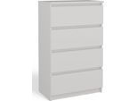 Moderna Cassettiera Malwa M4 60 – 4 Cassetti Senza Maniglie | Colore: Bianco | Dimensioni: 60 X 34,5 X 97,5 Cm