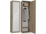 Armadio "Duo"" Con Specchio, 2 Ripiani E Appendiabiti | Rovere Sonoma | 180X50X35Cm"