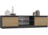 Mobile Tv Moderno Malwa 140 Cm - Design Minimalista Con Gestione Dei Cavi | Antracite / Artisan