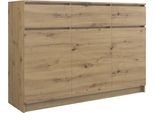 Moderna Cassettiera 3D3S Con 3 Ante E 3 Cassetti | Rovere Artigianale | 120X97X40 Cm