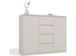 Moderna Cassettiera 2D4S Con 2 Ante E 4 Cassetti – Design Senza Maniglie | Colore: Cashmere | Dimensioni: 120X97X40