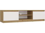 Mobile Tv Moderno Malwa 140 Cm – Rovere Tradizionale/Bianco | Colore: Rovere/Bianco | Dimensioni: 140X40X36 Cm
