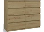 Moderna Cassettiera Grande Con 8 Cassetti - Malwa M8 120 | Colore: Rovere Artigianale | Dimensioni: 120X40X97 Cm