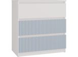 Moderna Cassettiera Grande Con 3 Cassetti – Malwa M3 Arteso | Bianco/Bianco-Blu | 70X40X75Cm