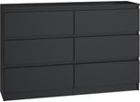 Moderna Cassettiera Nera Malwa M6 – 6 Cassetti | Colore: Nero | Dimensioni: 120X75X30 Cm
