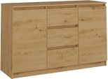 Comò Moderno Con 2 Ante E 3 Cassetti – Design Funzionale | Rovere Lavorato Artigianalmente | 120X40X75 Cm