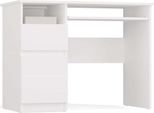 Scrivania Porto Sinistra Con Cassetto, Armadio E Cassetto Per Tastiera | Bianco Opaco | 98,5X51X75,5 Cm