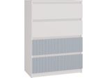Grande Cassettiera Con 4 Cassetti Malwa M4 Arteo – Armadio Per Bambini Bianco/Blu | Colore: Bianco/Blu | Dimensioni: 70X40X97 Cm
