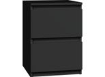 Moderno Comodino Malwa M2 Con 2 Cassetti Senza Maniglie | Colore: Nero | Dimensioni: 30X30X40 Cm