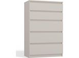 Comò Moderno Malwa M5 – 5 Cassetti | Colore: Beige Cashmere | Dimensioni: 70X40X109,5 Cm