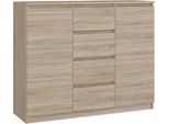 Moderna Cassettiera Grande 2D4S Con 2 Ante E 4 Cassetti | Colore: Rovere Sonoma | Dimensioni: 120X97X40 Cm