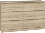 Moderno Comò Malwa M6 Con 6 Cassetti – Armadio Contenitore | Colore: Rovere Sonoma | Dimensioni: 120X30X75 Cm