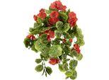 Kunstpflanze I.Ge.A. "HäNgende Geranie", Rot, B:25Cm H:40Cm L:25Cm, Obermaterial: 98% Polyester, 2% Kunststoff, Kunstpflanzen, Kunstpflanze, 40 Cm
