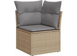 Vidaxl Divano Da Giardino Angolare Con Cuscini Beige In Poly Rattan