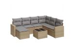 Vidaxl Set Di Divani Da Giardino 8 Pezzi Con Cuscini Beige Poly Rattan