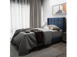 Letto Imbottito Merax 90X200Cm Con Rete A Doghe E Testata Imbottita, Letto Per Ragazzi In Lino, Blu