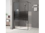 The Living Store Schermo Doccia Per Cabina Doccia Nero 115X195 Cm Esg Vetro Trasparente