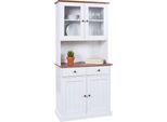 Dmora Credenza Dmccart 45X90X181H Cm Bianco, Apertura Battente E Scorrevole 4 Ante