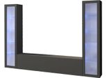 Dmora Parete Attrezzata Leda 30X260X180H Cm Nero Antracite, 3 Ante Apertura Battente E A Ribalta Italy